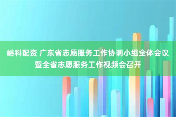 峪科配资 广东省志愿服务工作协调小组全体会议暨全省志愿服务工作视频会召开